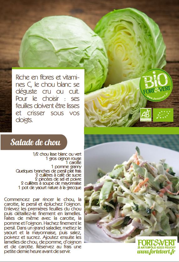 Recette Salade De Chou Blanc Bio Fort Vert