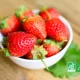 Bol de fraises bio sur une feuille verte, avec logo agriculture biologique